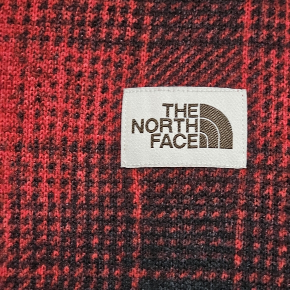 The North Face Sweatshirt Men’s XL Red Plaid Pullover Outdoor Winter Hiking Zip - Picture 4 of 7